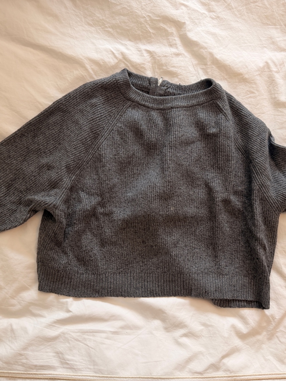 Zara Charcoal Gray Cropped Ribbed Sweater